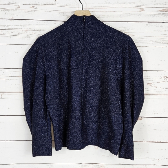 PatBo | Super Sleeve Shimmery Blue Lurex Top - Picture 5 of 6